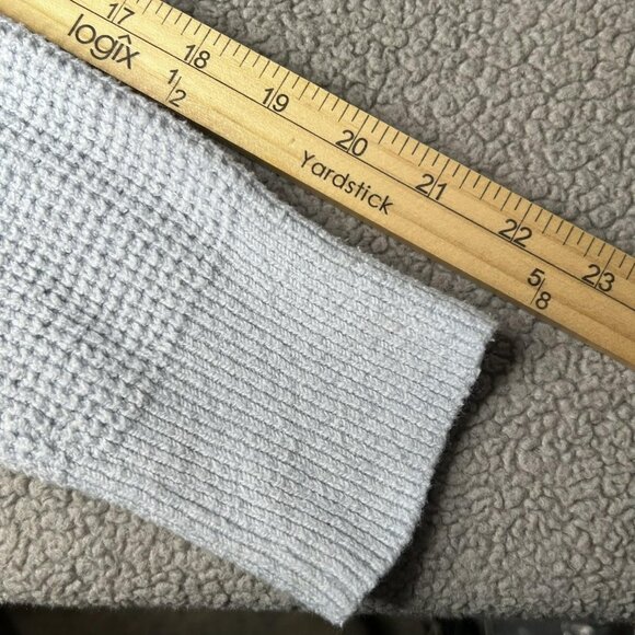 Aerie Sweater Womens XS Light Blue Hoodie Oversized V Neck Waffle Knit Soft Boxy - Picture 8 of 14